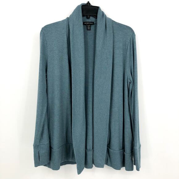 BEYOND YOGA Women's Soften Up Cardigan Sweater XS Green Storm Open Front NWOT - Picture 5 of 11